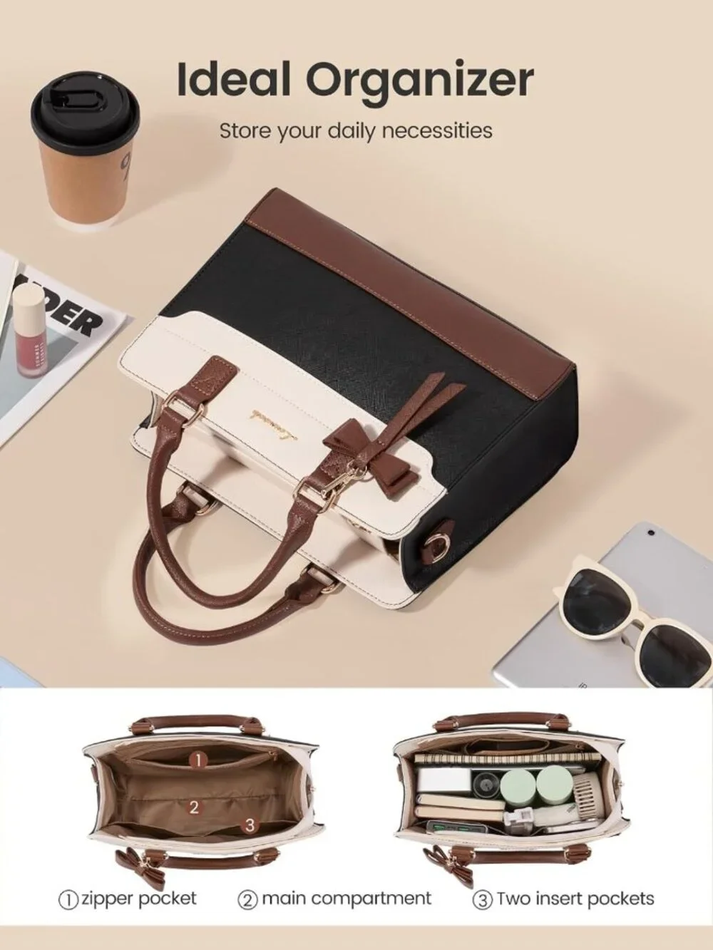 Elegant Leather Tote & Crossbody Bag | Versatile Handbag for Office, Travel